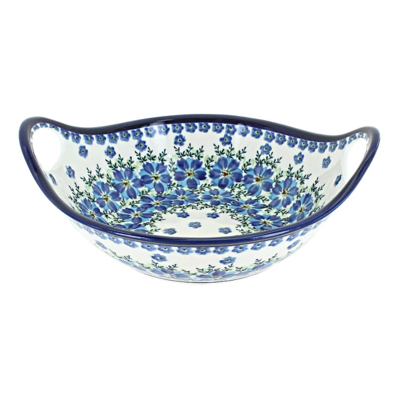 Blue Rose Polish Pottery 1813 Zaklady Small bowl with Handles - Kalina