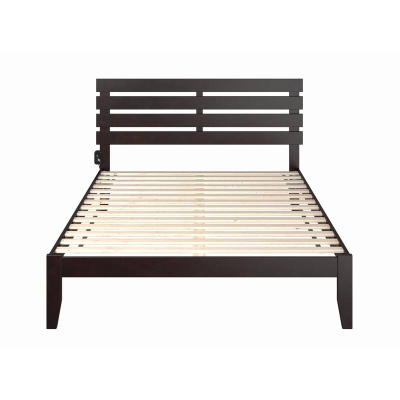 Modern Bed Frame Espresso Finish - Solid Wood Platform Bed - No Box Spring Needed
