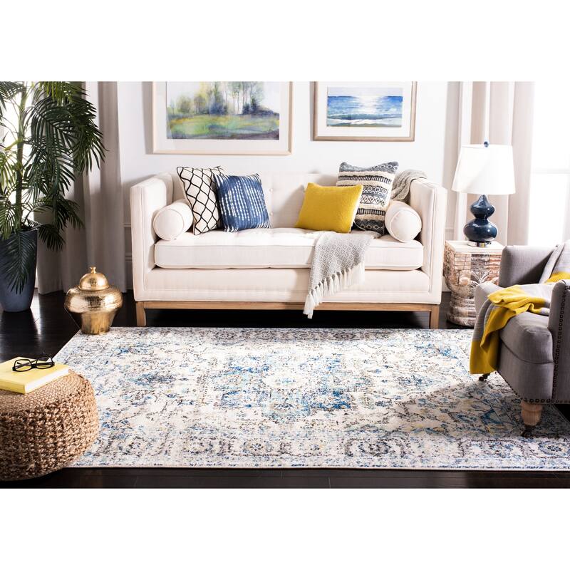 SAFAVIEH Madison Snowflake Medallion Rustic Farmhouse Distressed Rug - 11' Square - Turquoise/Ivory - Square