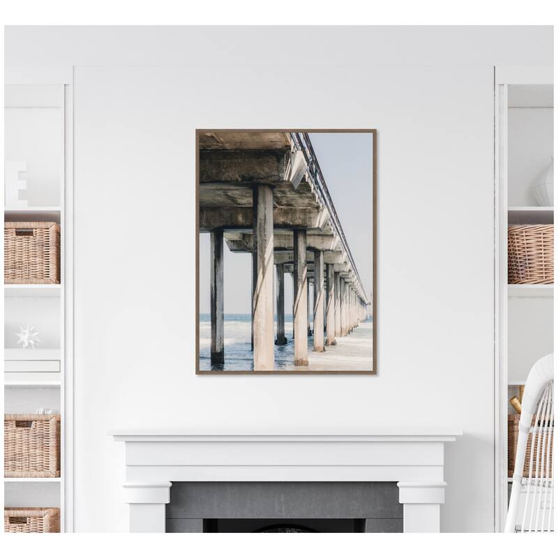Kate and Laurel Pier Over The Water by Alicia Abla Framed Canvas Wall Art Print