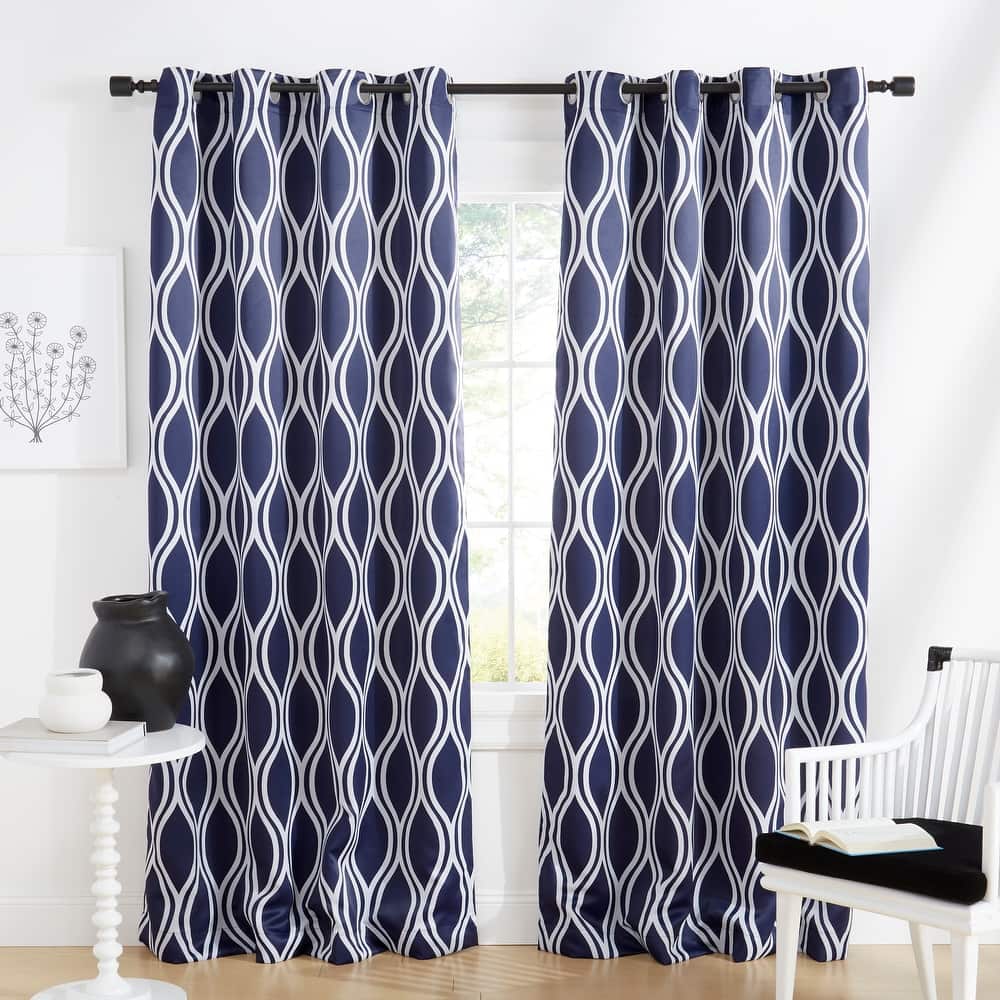 ATI Home Alfie Room Darkening Blackout Grommet Top Curtain Panel Pair