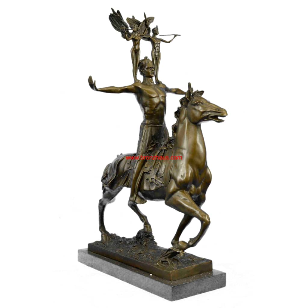 Signed Houdon Angels Announces Arrival Bronze Sculpture Statue Figure Figurine