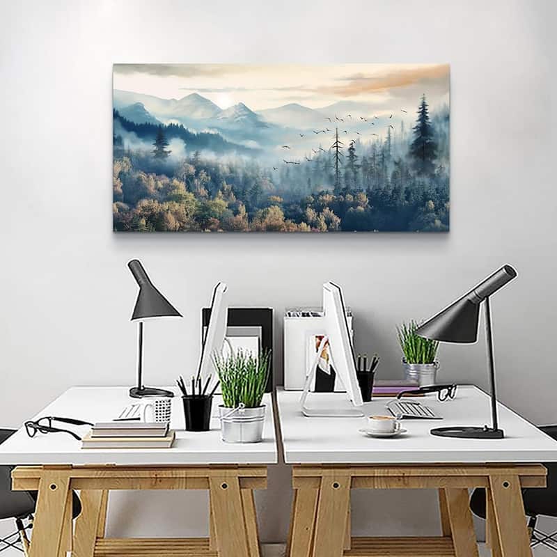 Foggy Forest Trees Landscape Wall Painting Wall Pictures
