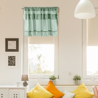 1 Panel Ruffle Valance Curtain, Gray, 17.7