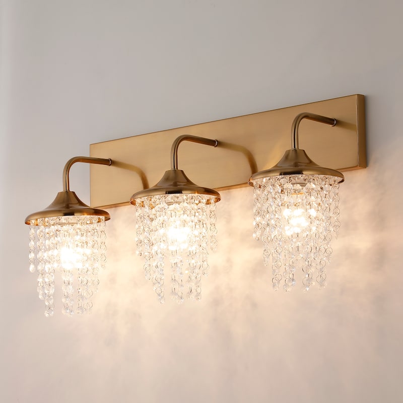 Modern 3-Light Crystal Dimmable Wall Vanity Light Fixture - 25.5-inch W x 11-inch H