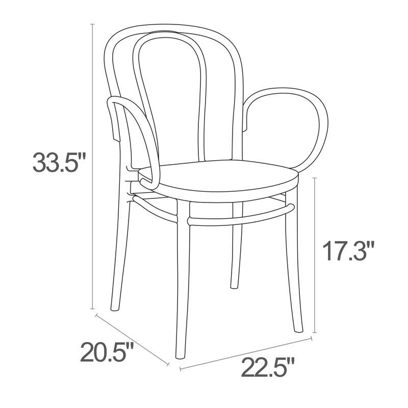 33.5" Taupe Brown Stackable Patio XL Dining Armchair