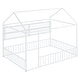 preview thumbnail 25 of 70, Metal Floor House Bed Frame with Fence and Shelves White - Full
