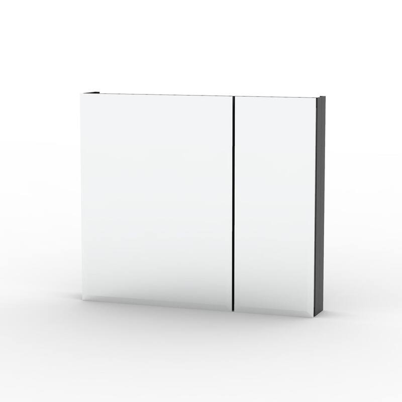 30" x 26" Rectangular Aluminum Surface Mount Medicine Cabinet with Mirror and Shelves - 30" x 26" - Matte Black - Mirrored Finish - 30" x 26"