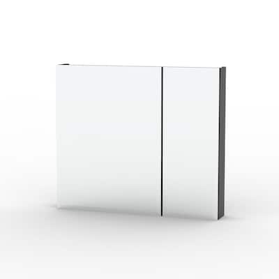 36" x 20" Rectangular Aluminum Surface Mount Medicine Cabinet with Mirror and Shelves - 30" x 26"