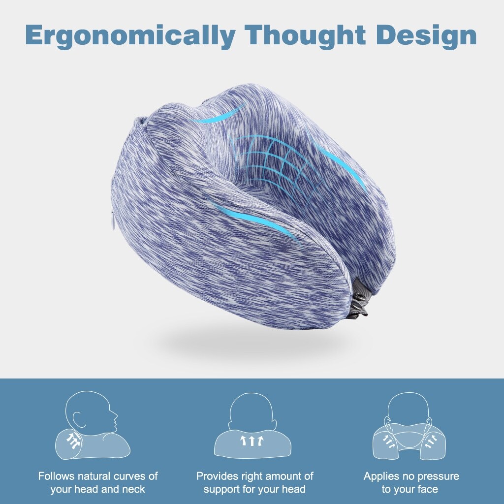 Travel Pillows Langria Memory Foam Neck Pillow Ergonomic Contoured