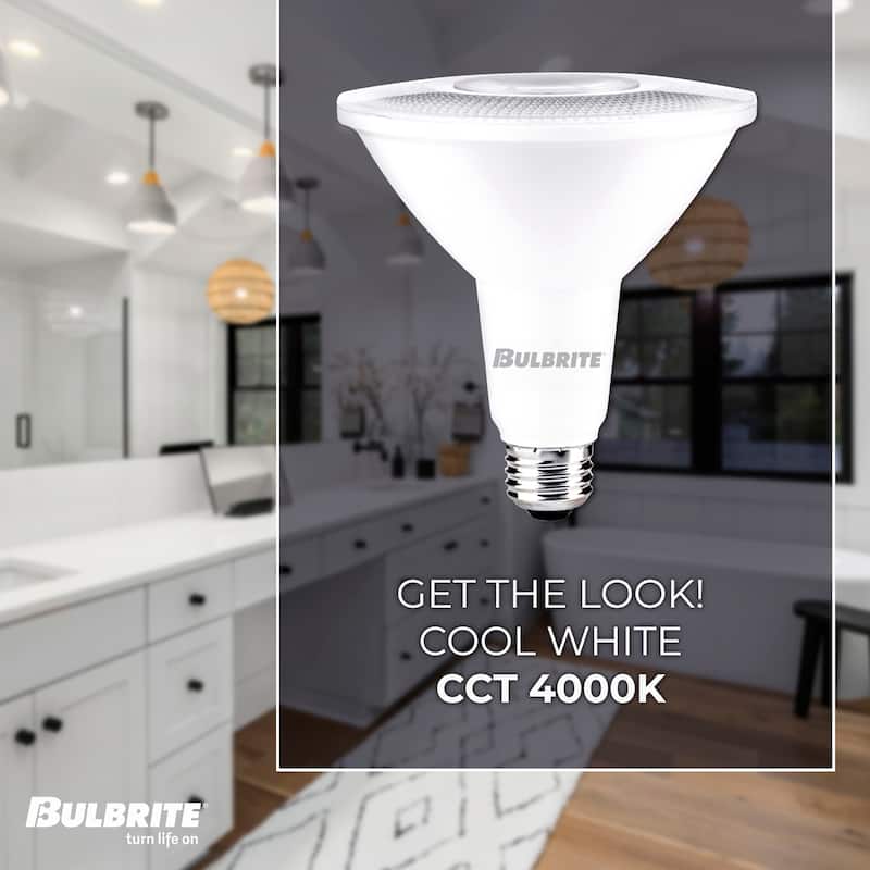 Bulbrite Pack of (4) 15 Watt Dimmable Flood PAR38 Medium (E26) LED Light Bulb - Cool White Light