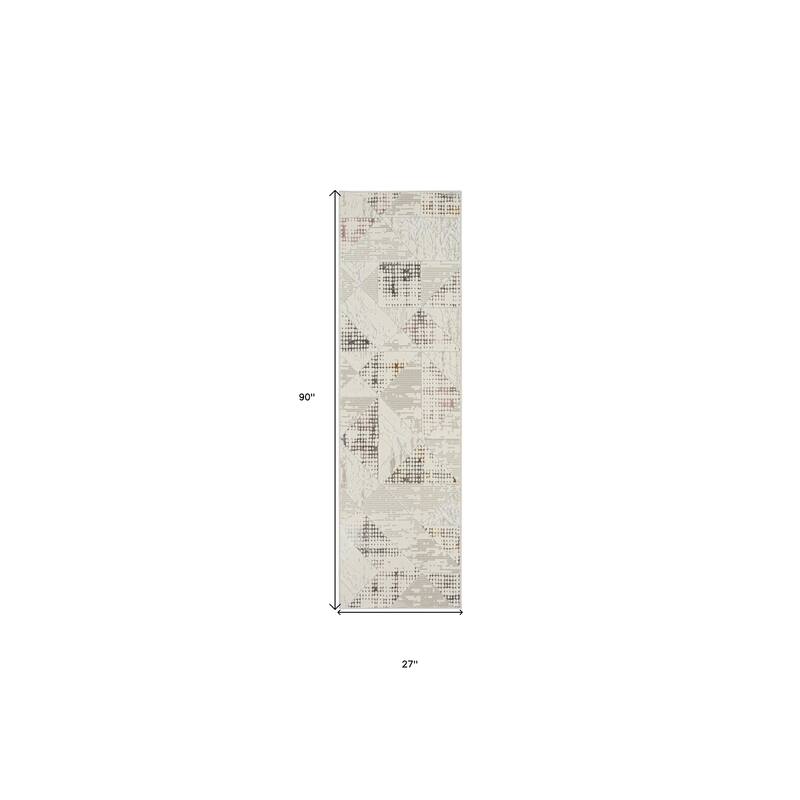 Power Loomed Geometric Abstract Non Skid Stain Resistant Area Rug - 90' X '27' X '0.39