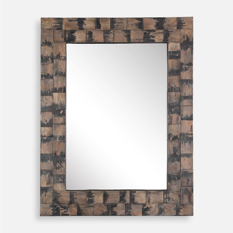 Uttermost 08214 Burke 25-3/4"W x 47"H Rectangular Flat Accent Mirror - Black / Brown