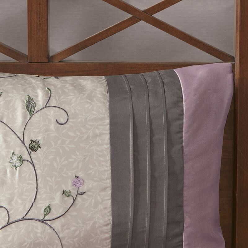 GDF Studio - Embroidered 7-Piece Comforter Set with Decorative Pillows
