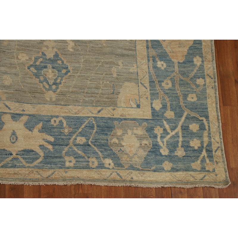 Vegetable Dye Oushak Turkish Rug Transitional Hand-Knotted Wool Carpet - 8'3"x 9'11"