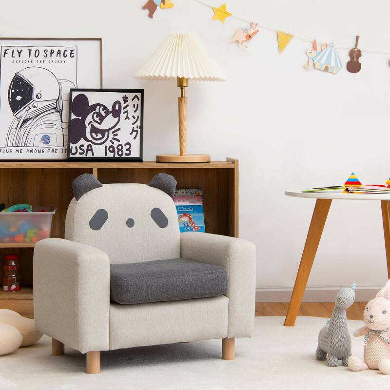 Gymax Kids Dinosaur/Panda/Chick Sofa Wooden Armrest Chair Couch w/