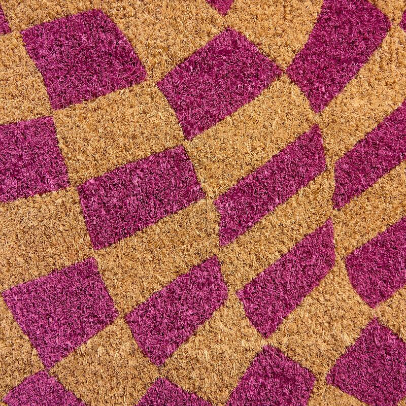 TOWN & COUNTRY TERRA Emmett Groovy Checkerboard Outdoor Door Mat, Natural Coir Mat