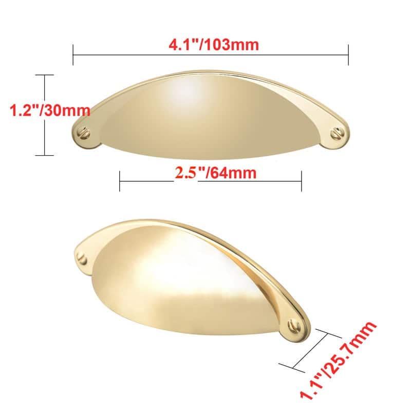 Utopia Alley Elgin Bin Pull Handle - Polished Gold - Metal Drawer Pull Handle, 2.5" Center to Center
