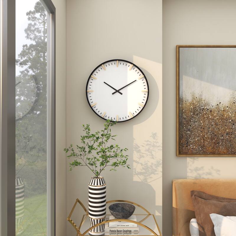 Dark Blue Glass Contemporary Wall Clock 20 x 20 x 3 - 20 x 3 x 20