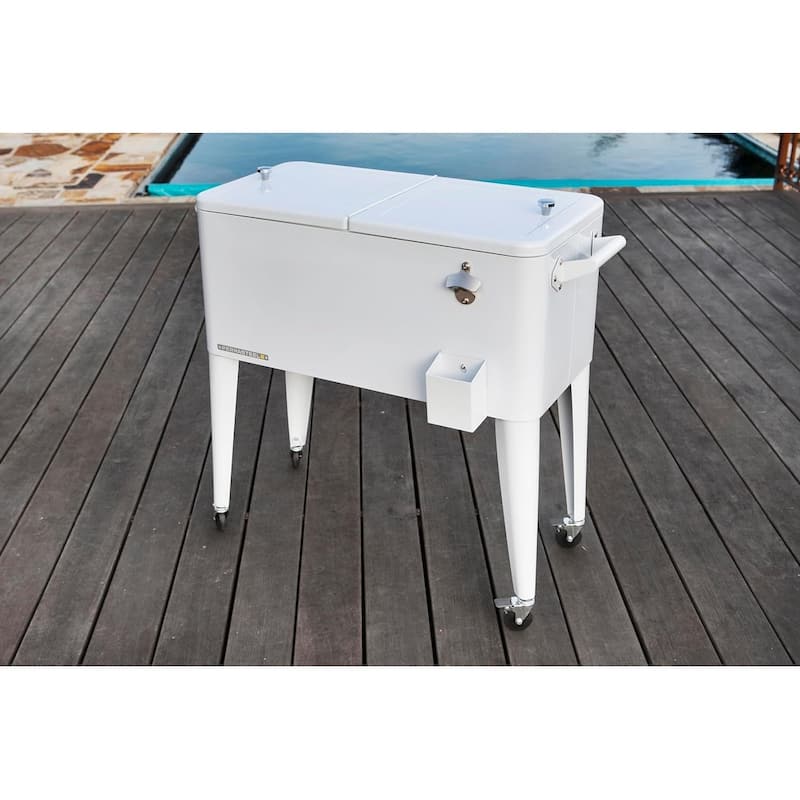 Permasteel 80-Qt Classic Outdoor Rolling Patio Cooler with Wheels, White