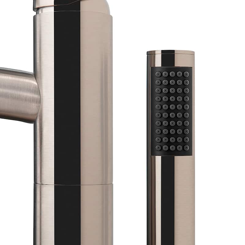 Wyndham Collection Taron Floor Mounted Tub Filler with Built-In
