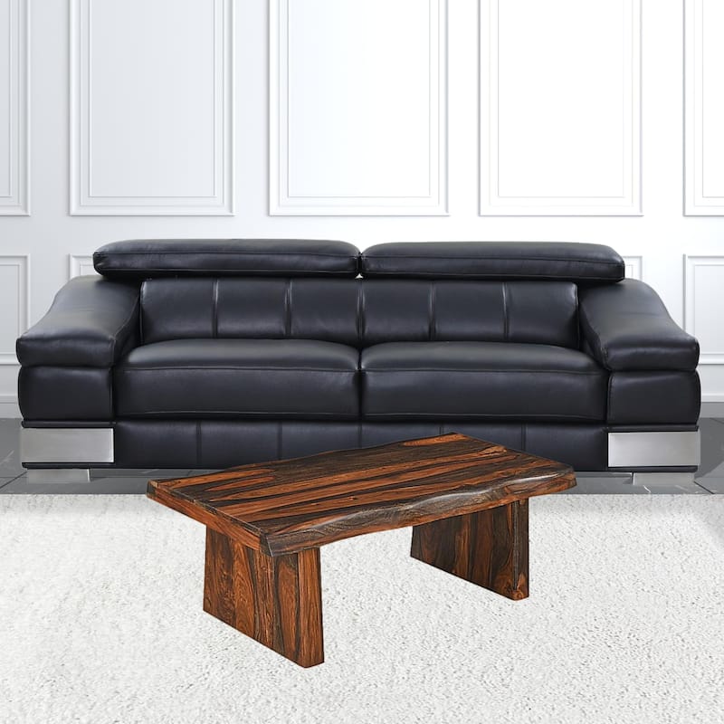 HomeRoots 51" Dark Brown Solid Wood Sled Coffee Table - 51