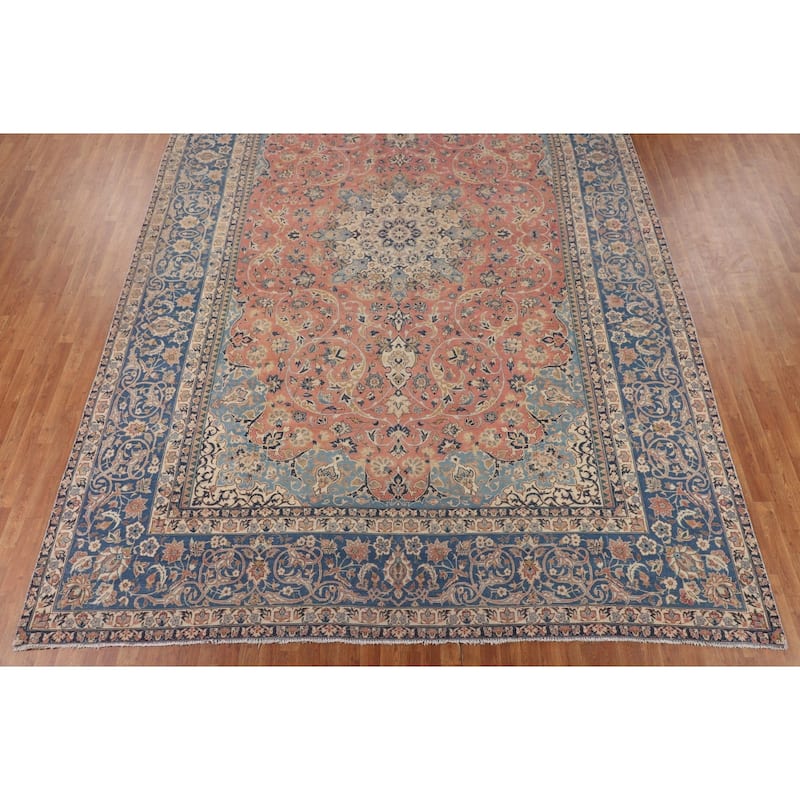 Najafabad Persian Large Vintage Rug Hand-Knotted Wool Carpet - 10'11" x 16'2"
