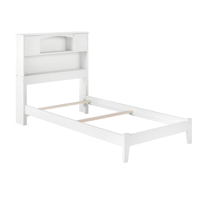 Twin XL Bed Frame with Storage - Traditional Style Bed with Footboard - White Finish