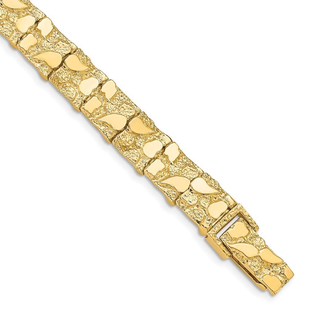 14k Yellow Gold 9.50mm Nugget Bracelet, 7"