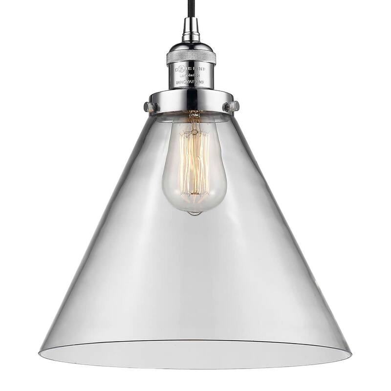 Innovations Lighting X-Large Cone Single Light 12" Wide Pendant with - Polished Chrome / Clear