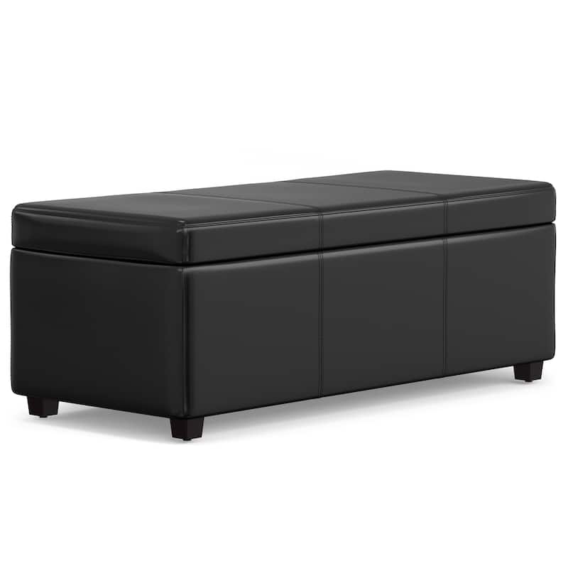 WYNDENHALL Franklin 44 inch Wide Contemporary Rectangle Storage Ottoman in Faux Leather