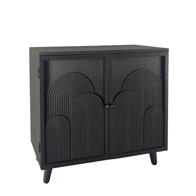 Modern Wood Storage Cabinet - Black