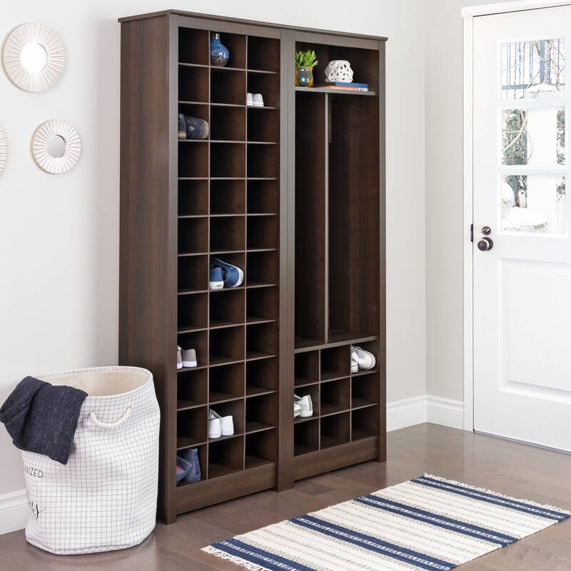 Prepac Everett Espresso Laminate Space-saving Shoe Storage Cabinet