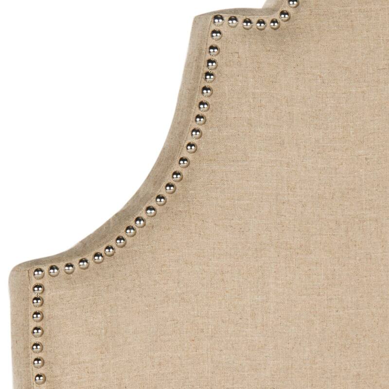 SAFAVIEH Chana Hemp Linen Upholstered Arched Headboard - Silver Nailhead (Twin)