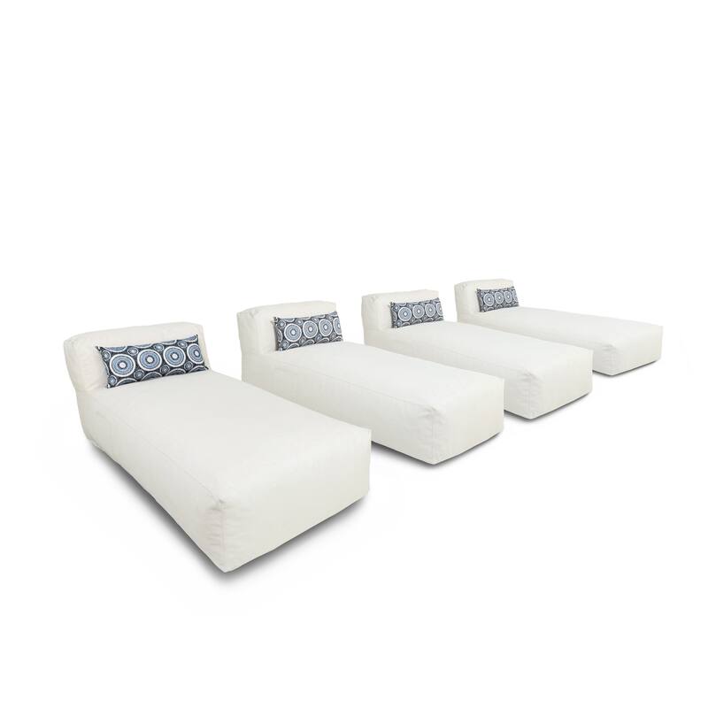 1-Piece Outdoor Bean Bag Chaise Lounge with Pillow - N/A