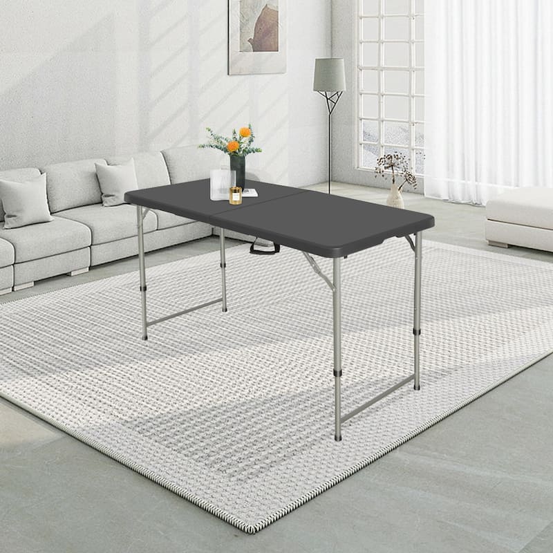 SUGIFT 4 Foot Folding Table Black Indoor Outdoor Folding Card Table