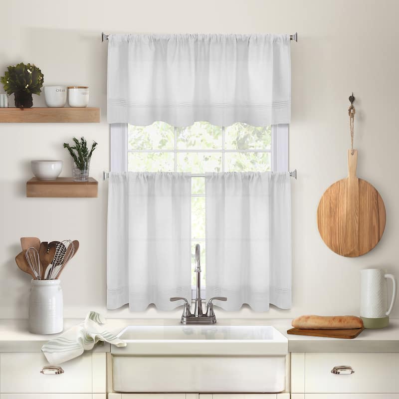 Maison Pintuck Kitchen Window Tiers, Set of 2