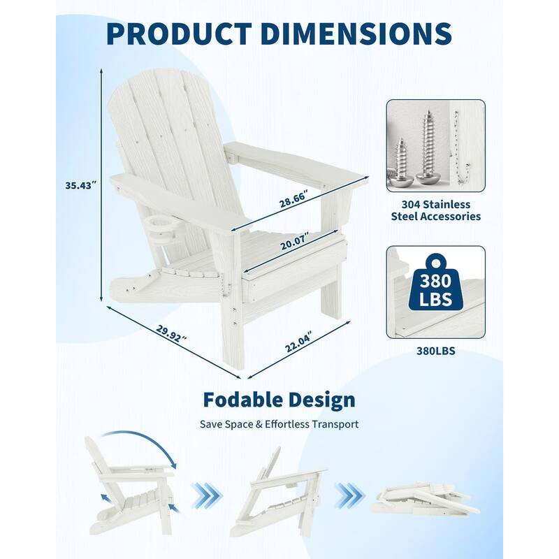 Folding Adirondack Chair, with Cup Holder