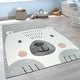 preview thumbnail 1 of 2, Kids Room Area Rug with a Cute Bear in 3D in Grey White 2'8" x 4'11"