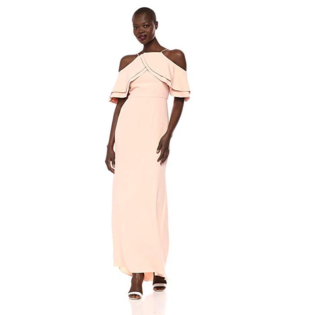 eliza j one shoulder ruffle gown