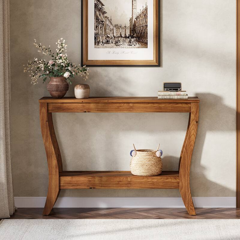 Solid Wood Console Table, 41.3-Inch Farmhouse Entryway Table