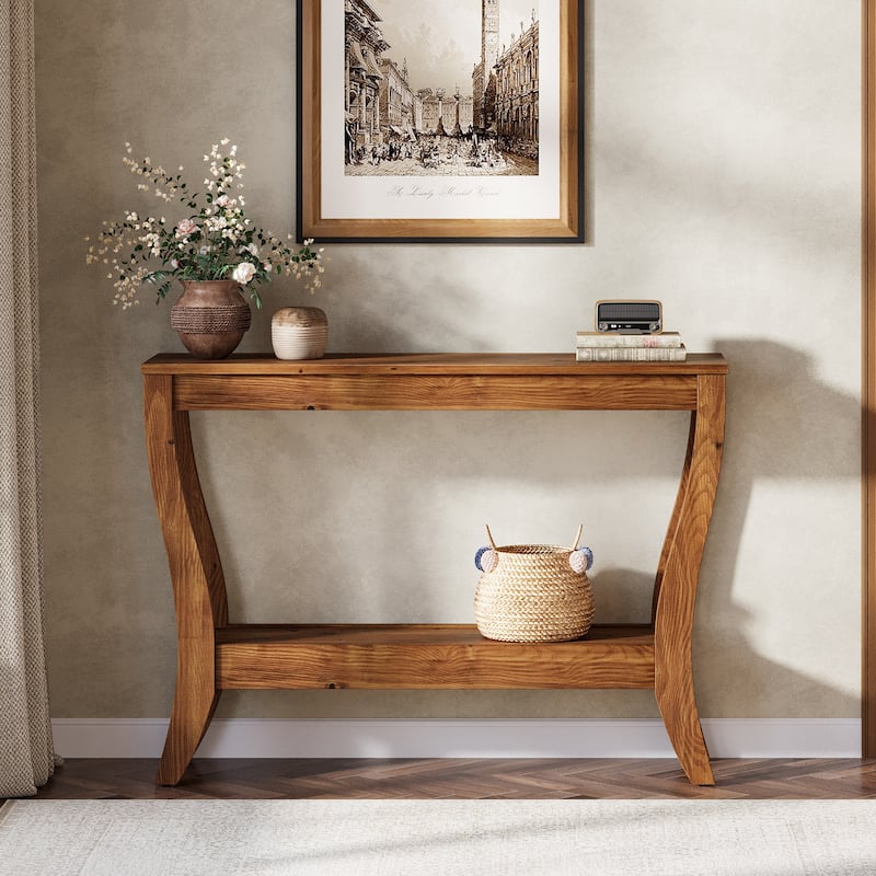 Solid Wood Console Table, Entryway Sofa Table with Storage Shelf for Living Room, Hallway, Foyer