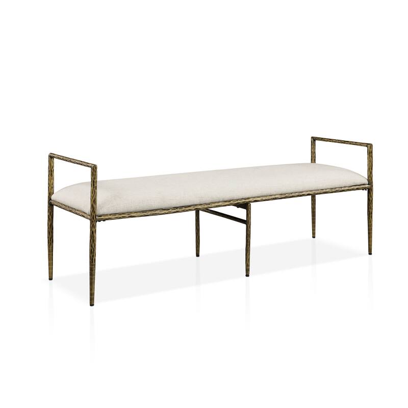 247 Shop At Home Lalia Modern 59-inch Metal Padded Upholstered Accent Bench