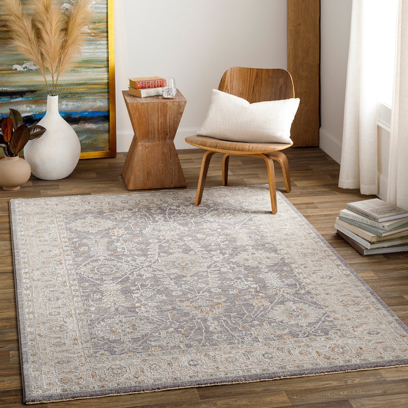 Artistic Weavers Ondine Vintage Distressed Area Rug - 5'3" Round - Charcoal
