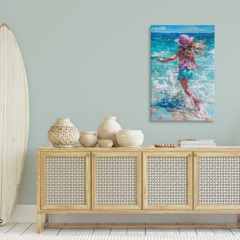 Stupell Summer Beach Fun Girl Canvas Wall Art Design By LSR Design Studio
