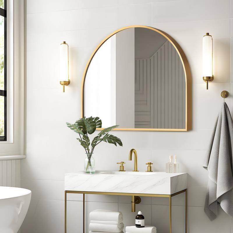Arch Bathroom Wall Mirror Large Metal Frame Wall Mounted Mirror for Bedroom Living Room Dresser Entryway Decor