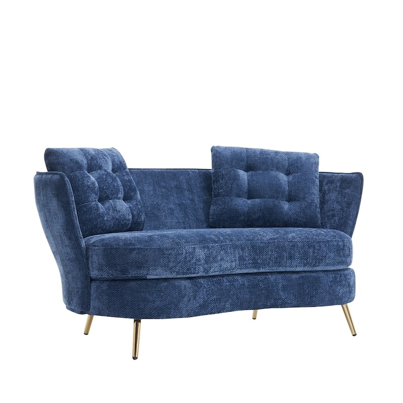 Polyester fiber Sofa Upholstered Couch with Golden Metal Legs