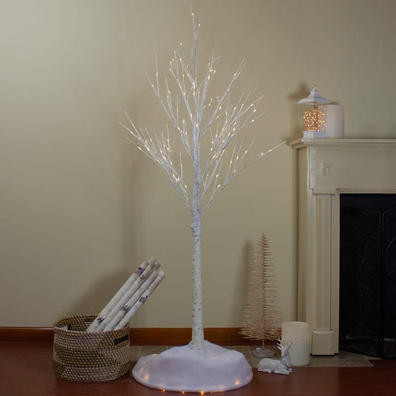 6' Lighted Christmas White Birch Twig Tree Outdoor Decoration - Warm White LED Lights