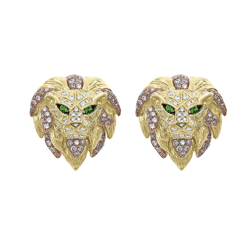 EFFY 14K Yellow Gold Diamond, Espresso Diamond, and Tsavorite Earrings