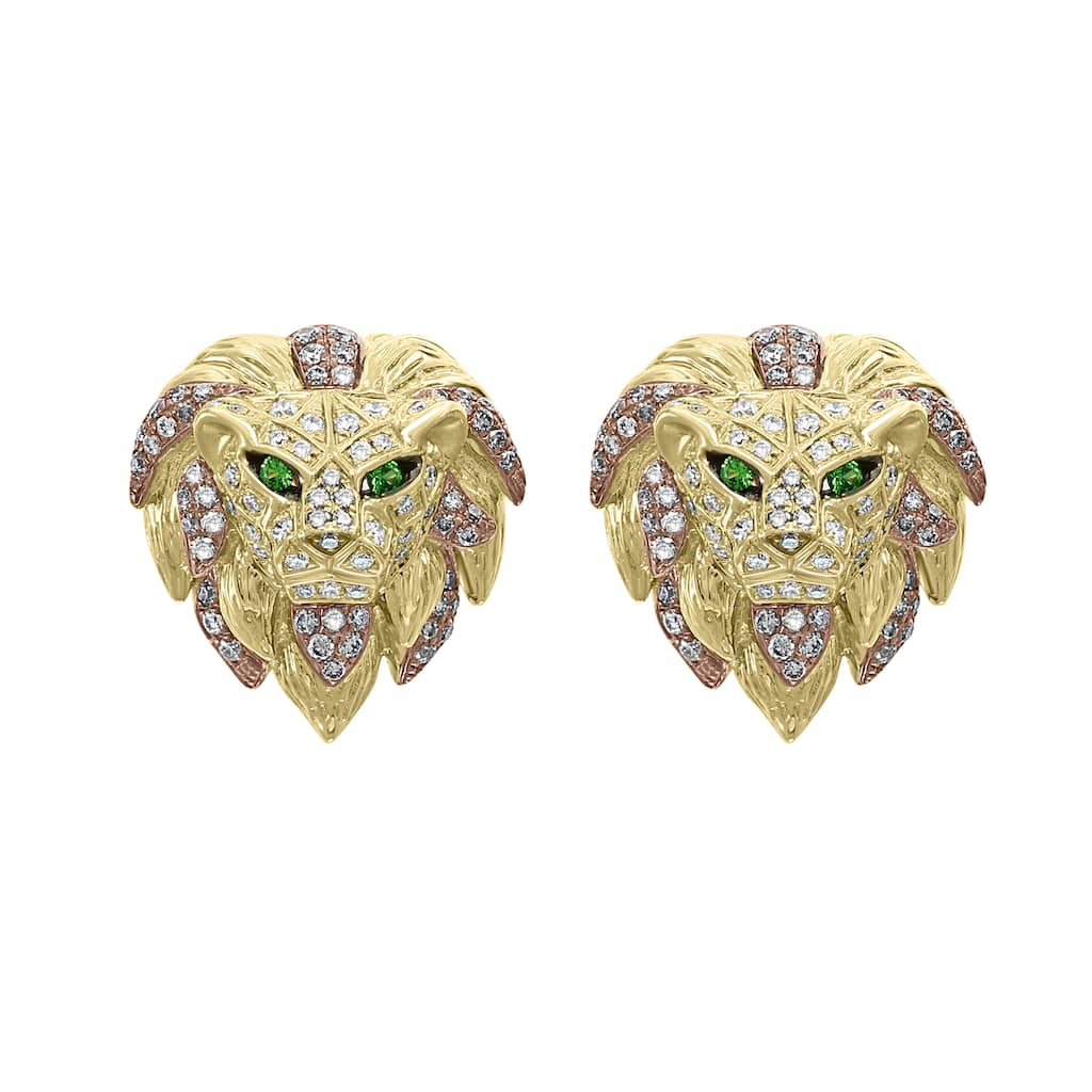 EFFY 14K Yellow Gold Diamond, Espresso Diamond, and Tsavorite Earrings